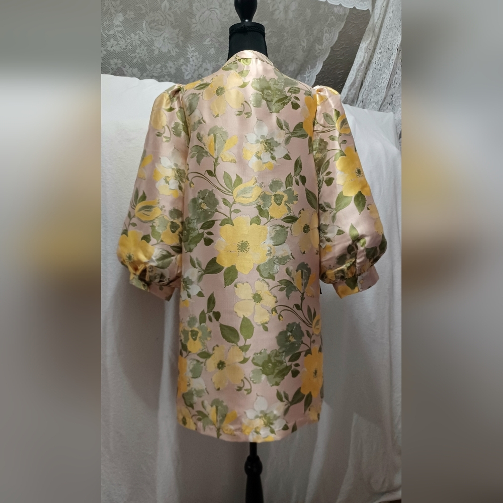 NWT Pomander Place Daylily Jacquard Samantha Dress Size XL In Pink And Yellow - Picture 8 of 9